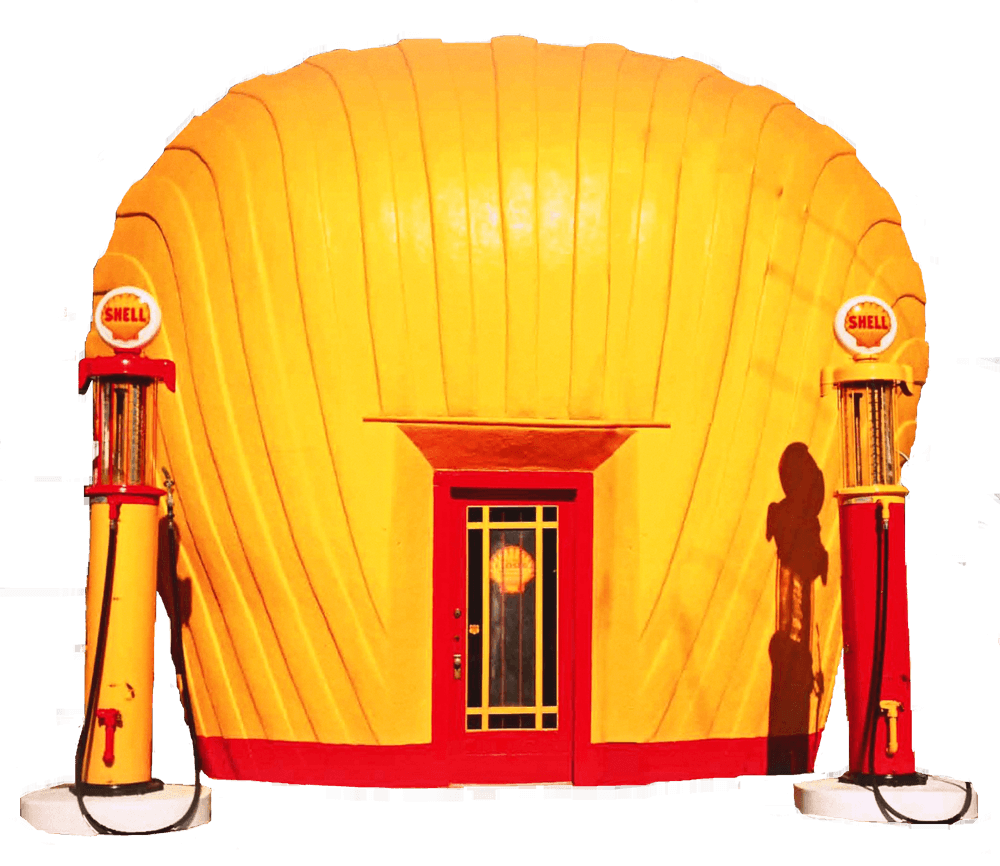 historic shell gas station Photo of historical shell gas station, originally constructed by Quality Oil Company
